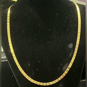 18k Gold Reversible Technibond Diamond Cut Herringbone Necklace Vintage HSN